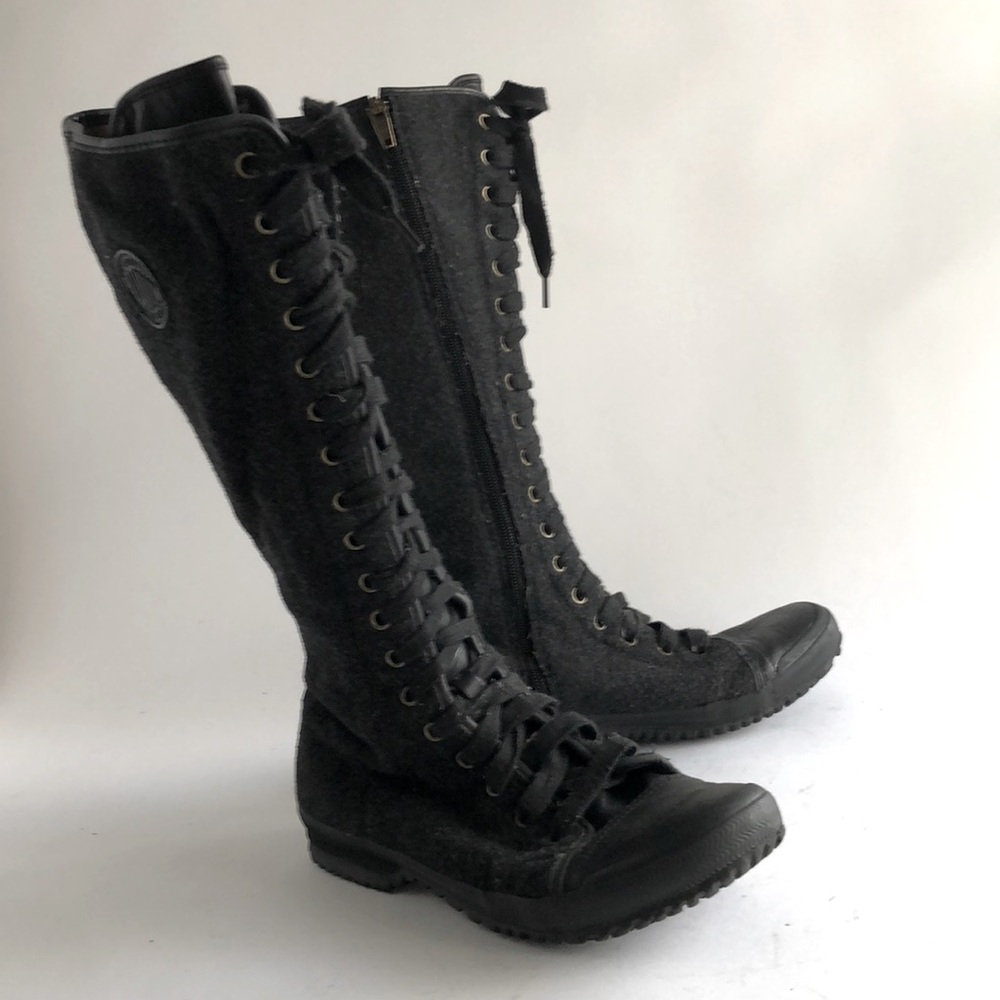 Palladium leather and wool lace up boots